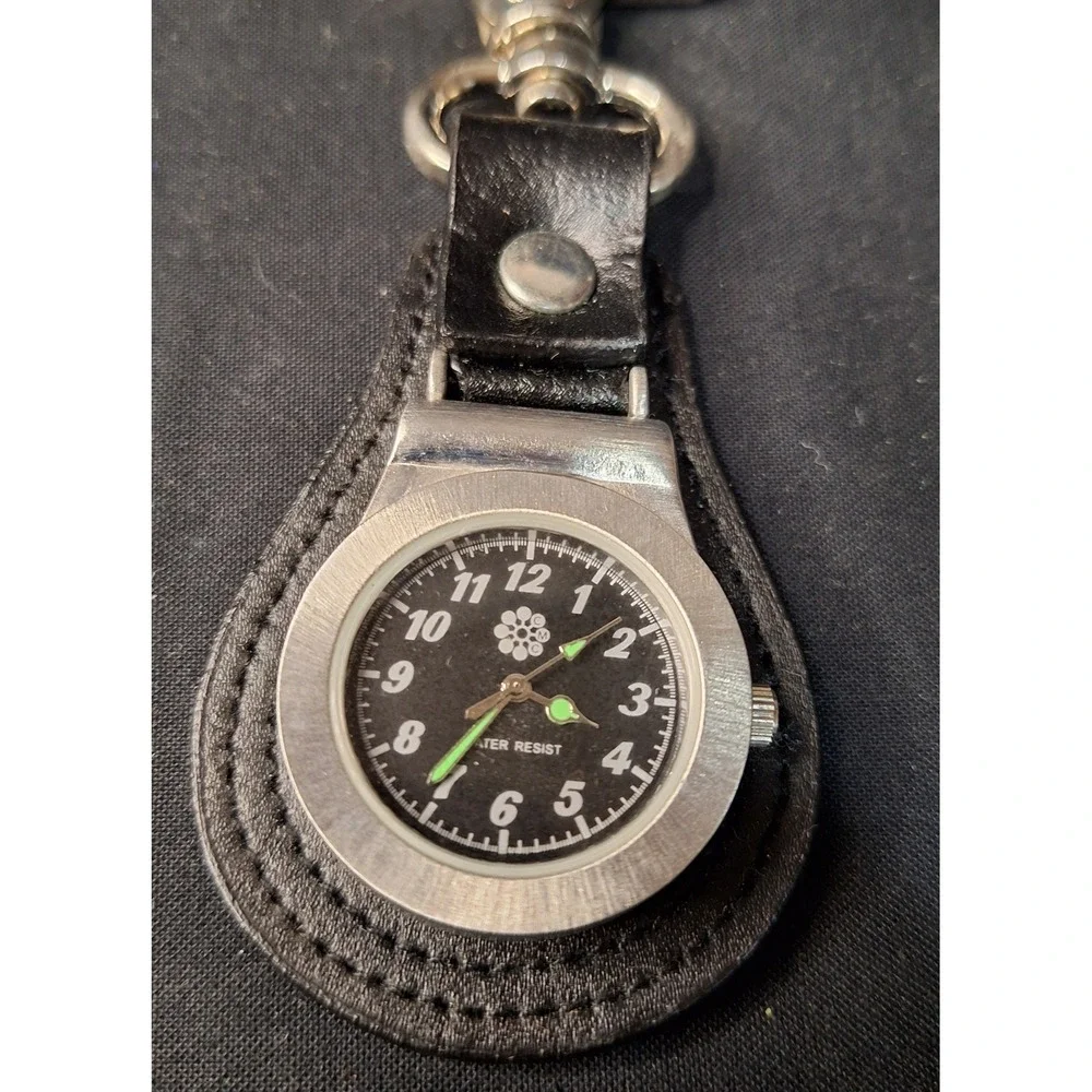 Golf Bag Watch Black‎ Leather Fob Japan Movement Water Resist Stainless Steel